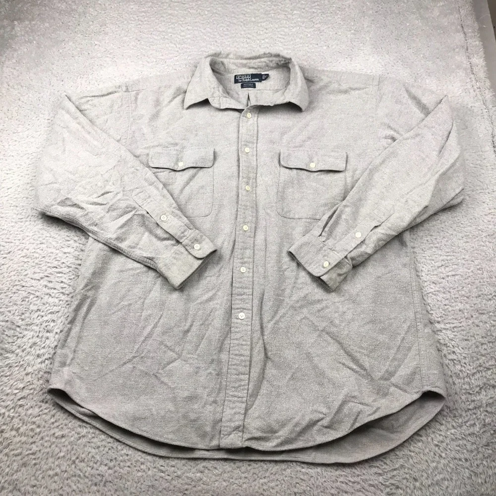 Polo Ralph Lauren Whitfield Shirt Mens XL Gray Lightweight Flannel LS Pockets